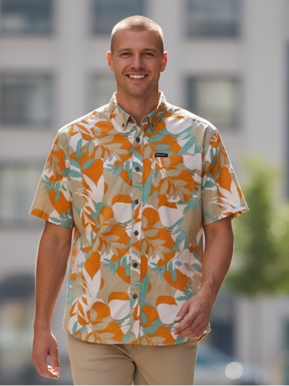 COLUMBIA Men’s Large Orange Beach Shirt